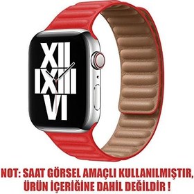 Resim Microsonic Apple Watch Ultra 3 için Kordon Leather Link Band Kırmızı [Watch Ultra 3 ile Uyumlu Kordon - Kırmızı] 