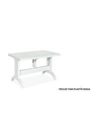 Resim Buyukarısoy Gardelia Teak Ve Beyaz Plastik Sabit Ayak Masa Balkon Bahçe Masas 