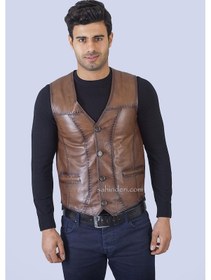 Resim Spor Dikişli Erkek Deri Cepken-Taba 