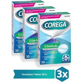Resim Corega 3 Dakikada Temizleyici 30 Tablet 3 Adet 