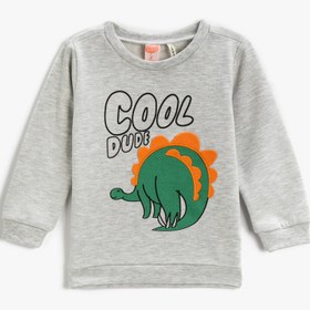 Resim Erkek Bebek Sweatshirt Baskılı Uzun Kollu Bisiklet Yaka 