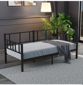 Resim Doruk,daybed, Metal Karyola, Sedir Karyola, 90x200 Cm, Siyah Ren 