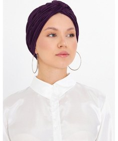 Resim Hürrem Bone Mürdüm Çapraz Büzgülü Tesettür Bone Fukuro Piliseli 2512 07 Mürdüm 