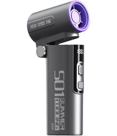 Resim 30000rpm Taşınabilir El Tipi Led Ekranlı Vantilatör Gri, 