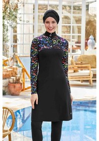 Resim Maresiva Likralı Tam Kapalı Tesettür Mayo Annabelle 8217 Siyah Siyah 