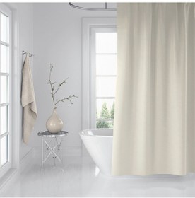 Resim Banyo Perdesi Krem 1x180x200, Perde Borusu Askı Aparatı Köşe Boru Beyaz Hediyeli, Duş Perdesi Seti Çok Renkli 