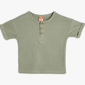 Resim Erkek Bebek Basic Tişört Ribanalı Kısa Kollu Bisiklet Yaka Pamuklu 