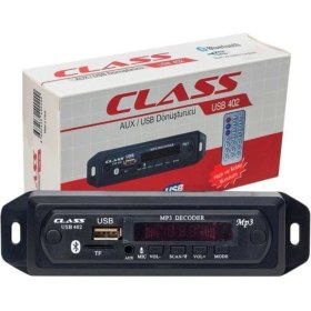 Resim Class 402 Araç Oto Teyp Aux USB Sd Çevirici Dönüştürücü ve Bluetoothlu 