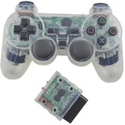 Resim Şeffaf Beyaz-kablosuz Bluetooth Denetleyici Şeffaf Renkli Gamepad Sony Ps2 2.4g Titreşim Kontrolü Plastation 2 Joystick 