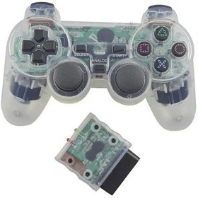 Resim Şeffaf Beyaz-kablosuz Bluetooth Denetleyici Şeffaf Renkli Gamepad Sony Ps2 2.4g Titreşim Kontrolü Plastation 2 Joystick 