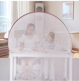 Resim Taşınabilir Açık Kamp Cibinlik Katlanabilir Ranza Örgü Net Masaüstü Anti-bite Sivrisinek Çadırı Öğrenciler İçin Beyaz 