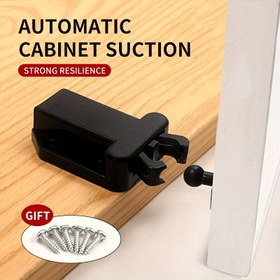 Resim 8 adet Otomatik Dolap Emme Güçlü Esneklik Açma Kilitleri - Dayanıklı Plastik Metal Kaplama ile, 55mmx42mm, 17mm Kapama Bilekleri Dahil, Mutfak Dolapları, Banyo ve Yatak Odası için Kolay Kurulum, Dolap Kilitleri, Şık Tasarım, Sağlam Yapı 