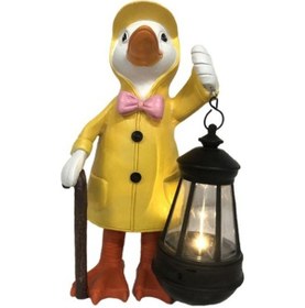 Resim Lijinxu Yağmurluk Ördek Heykeli Bahçe Stand16.5x11x25.5cm Orta 