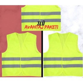 Resim Motosiklet Reflektörlü İkaz Ve Görünürlük Yeleği 3 Adet 