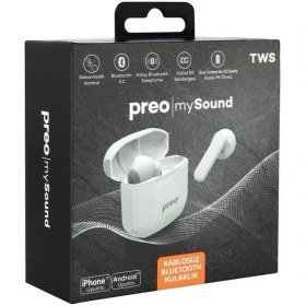 Resim Preo My Sound MS36 Dokunmatik Kontrol LED Güç Göstergeli Bluetooth 5.1 Tws Gerçek Kablosuz Kulaklık Beyaz 