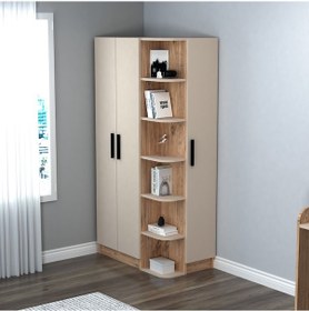 Resim Arnetti 3 Kapaklı Gardırop Raflı Luses Gardırop Atlantik Çam Bej 