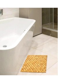 Resim Bambu Kaydırmaz Banyo Matı Bambu Paspas 40x66 Cm Açık Kahve 
