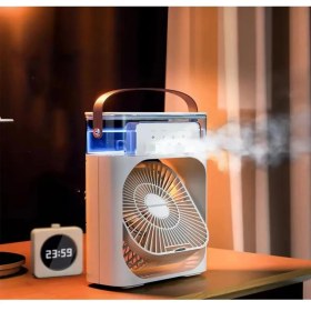 Resim Masaüstü Taşınabilir Buzlu Vantilatör Su Soğutmalı LED Işıklı Soğutucu Fan Aır Cooler Fan 