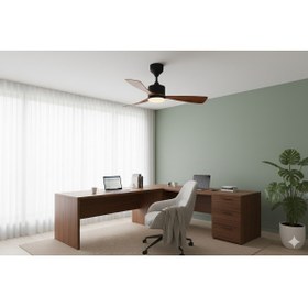 Resim SeckinStore Ahşap Renk Uzaktan Kumandalı 3 Kanatlı Modern Tavan Vantilatörü ve Led Avize Fan - Sessiz 