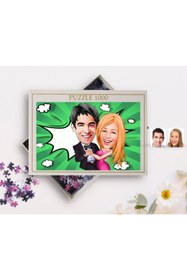 Resim Bk Gift Kişiye Özel Sevgililer Karikatürlü 1000 Parça Profesyonel Puzzle-13 