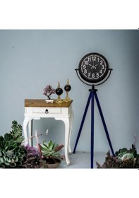 Resim Siyah Metal Ofis Salon Otel Ayaklı Seyyar Saat B57 