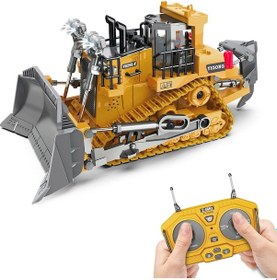 Resim Işıklı Sesli Full Fonksiyon Metal Hareketli Buldozer 2.4ghz Uzaktan Kumandalı İş Makinesi Kepçe 