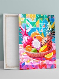 Resim Postermanya Tropical Burst, Tropikal Meyveler Kübist Sanat Mutfak Kanvas Tablo - Tuval Tablo 