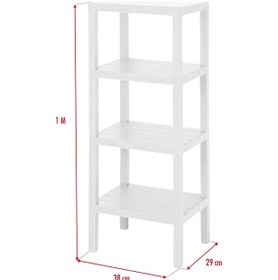 Resim 4 Katlı Beyaz Raf Kitaplık & Banyo Düzenleyicisi 100 Cm Beyaz 