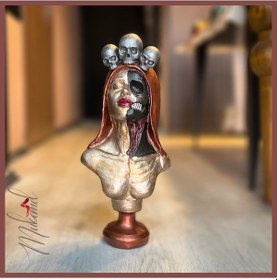 Resim Şeker Kafatası Catrina Büstü Heykeli, Güçlü Kadın Figürü, 3 