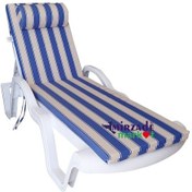 Resim Mirzademarket Şezlong Minderi Lüks Su Geçirmez Kumaş Fermuarlı-Mavi Krem 