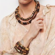 Resim Kadınlar için 2/3/5 adet Vintage Boho Ahşap Bilezik ve Kolye Seti - Düzensiz Geometrik Tasarım, Hafif Kahverengi Ton, Bahar ve Yaz için Mükemmel, Arkadaşlar ve Aile için İdeal Hediye, Hediye Ürün|Vintage Boho Stili|Ahşap Dokusu, Ahşap Bilezik Seti 