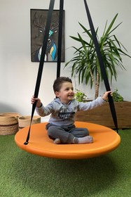 Resim Svava Tavana Asılan Ev Tipi Çocuk Salıncağı - Yuvarlak Bebek Çocuk Hamak Salıncak (TURUNCU) TYC00336848231 