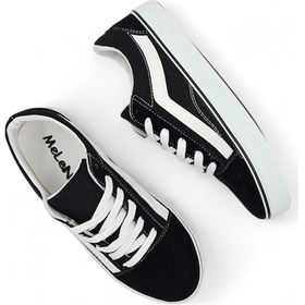 Resim Skyone Siyah Beyaz Kısa Rahat Bağcıklı Günlük Sneaker Spor Ayakkabı Siyah 