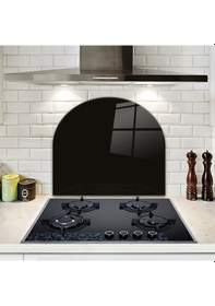 Resim Decorita Cam Ocak Arkası Koruyucu | Oval Şekilli|Düz Renk - Siyah 
