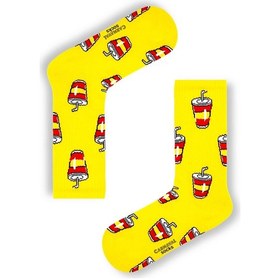 Resim Sarı İçecek Desenli Tenis Çorap Sarı 