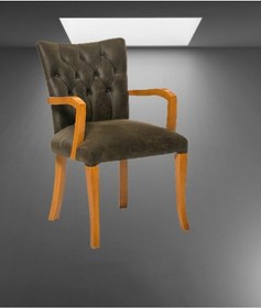 Resim Sandalye Zus160 YARIM KOLÇAK Model Kayın Retro Ayak Doğal renk Babyface kumaş kapitone El Yapım 