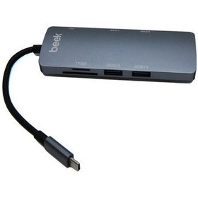 Resim Beek Ba-dck-uc08dh Usb Type C To 2xhdmı 4k Tft Usb Pd 8 İn 1 Docking Station 