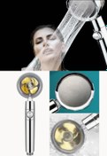 Resim Yayke Duş Başlığı Turbo Basınçlı Ayarlanabilir Start Stop Tuş Su Tasarrufu 360 Döner (gold) 