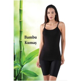 Resim Bambu Kadın Askılı Atlet Siyah Antrasit 