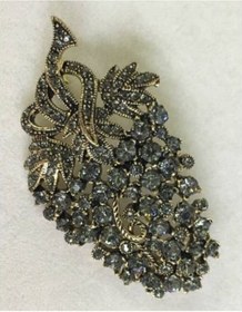 Resim Üzüm Swarovski Taşlı Elmas Montür Yaka İğnesi Broş Altın 