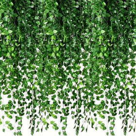 Resim 12/24adet Sürekli Yeşil Sarmaşık Gergefi - Sentetik Plastik Askılı Çalılar, Batarya Gerekmez, Tüysüz, Ev, Yatak Odası, Parti, Bahçe, Duvar Dekoru için Çok Yönlü - Tüm Mevsimler 