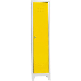 Resim Ofis Tekli Gri Sarı Soyunma Dolabı 