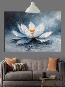 Resim Beyaz Lotus Çiçeği Dekoratif Kanvas - Mdf Ahşap Tablo 