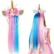 Resim 1 Adet 'Pastel Gradyan Renkli, Işıltılı Boynuz ve Püsküllü Gökkuşağı Unicorn Taç Bandı - Prenses Partisi, Düğün Kostümü Aksesuarı - Sevimli, Tatlı ve Büyülü Saç Aksesuarı' 