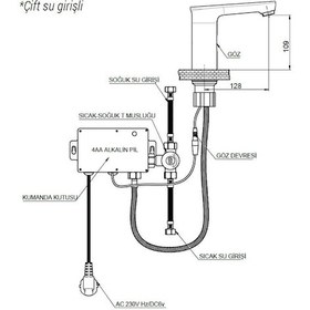 Resim Gpd Flb13-A Çift Su Girişli Fotoselli Lavabo Bataryası Altın 
