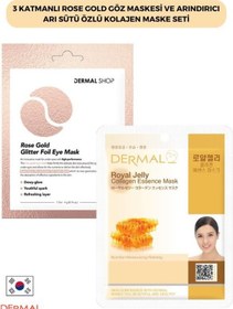 Resim Dermal 3 Katmanlı Rose Gold Göz Maskesi + Arı Sütü Özlü Kolajen Maskesi 23 G 