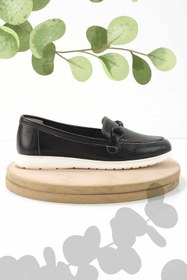 Resim Bambi Siyah Hakiki Deri Kadın Loafer Ayakkabı K01269354603 