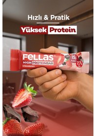 Resim Fellas Yüksek Protein Bar Çilekli 45 x 12 Adet 