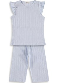Resim Civil Girls Kaprili 10-13 Yaş Pijama Takımı - Mavi Açık Mavi 