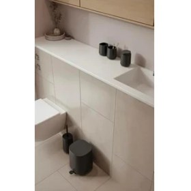 Resim Time Banyo Için Çöp Kutusu, Küçük Kozmetik Kovası, Kapaklı Çöp Kutusu, Çap 20,8 Cm, Yükseklik 27,5 Cm, Kapasite 3 Litre, Siyah 